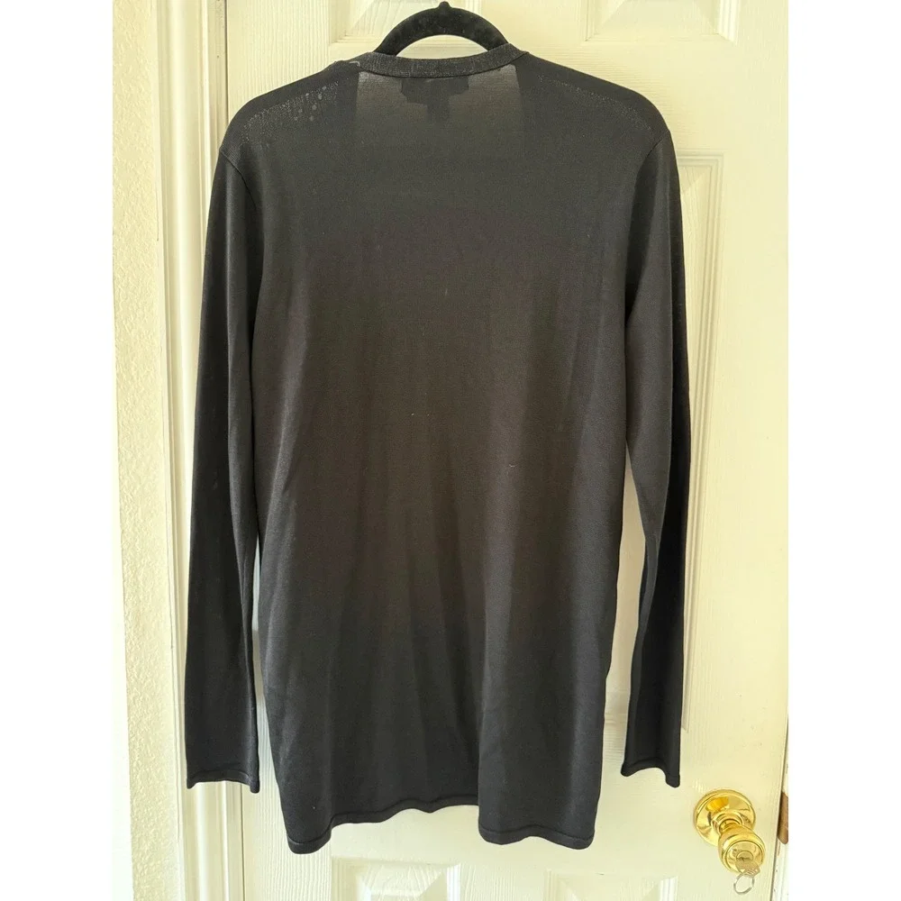 Ralph Lauren Black Silk Blend Openwork Cardigan Dark Romantic Quiet Luxury L
